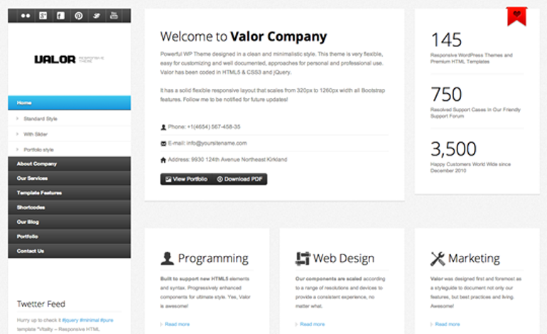 Valor responsive WordPress Theme