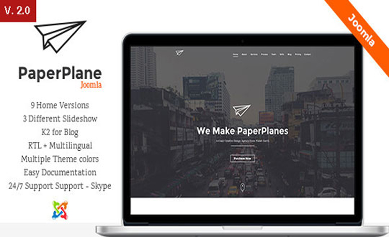 PaperPlane Creative One Page Joomla Template