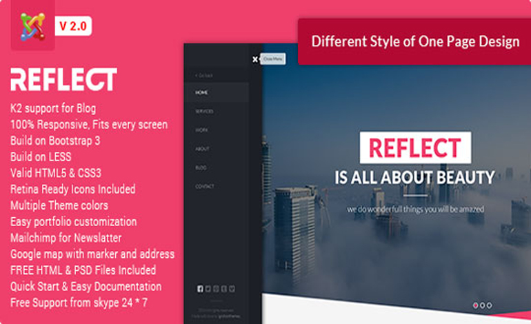 Reflect Creative One Page Joomla Theme