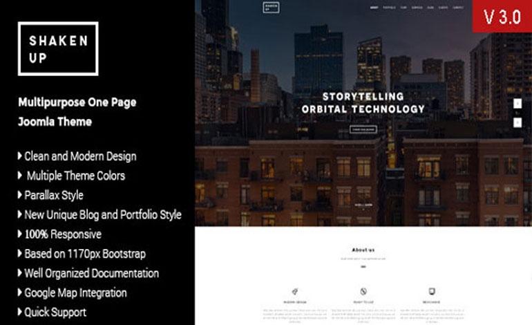 ShakenUp Multipurpose One Page Joomla Template
