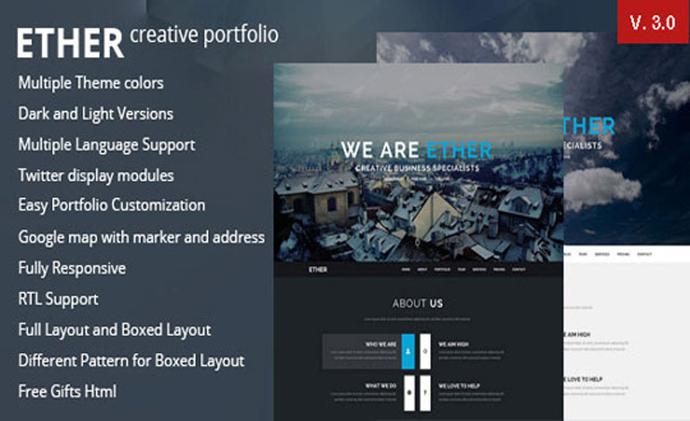 Ether One Page Multipurpose Joomla Template