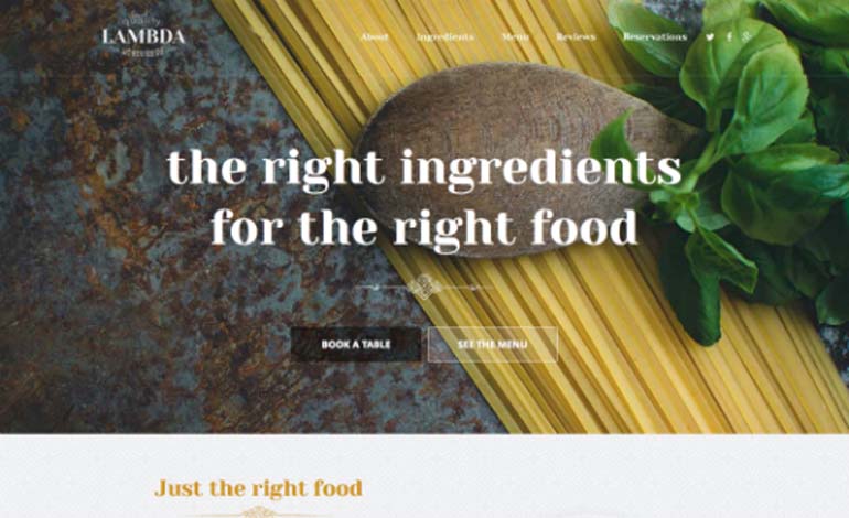 FREE One Page Restaurant HTML and CSS Template