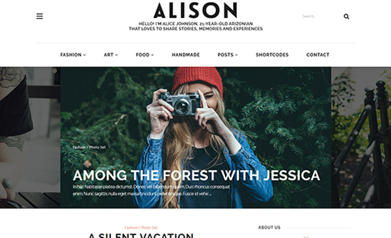 Alison Personal Blog WordPress Theme