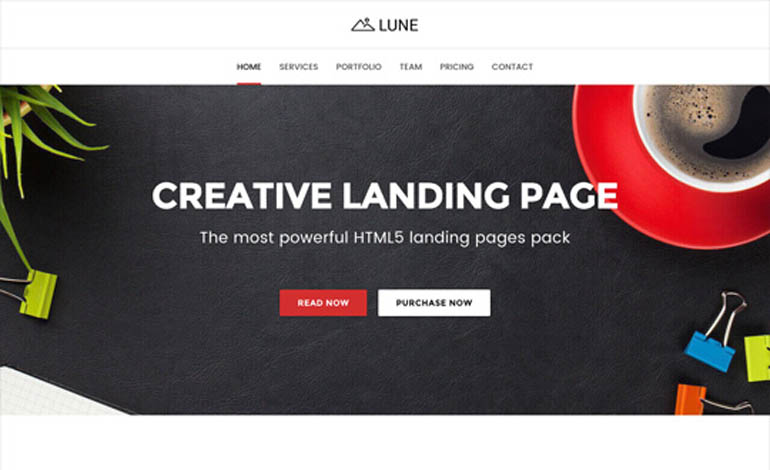 LUNE HTML5 Landing Pages Pack