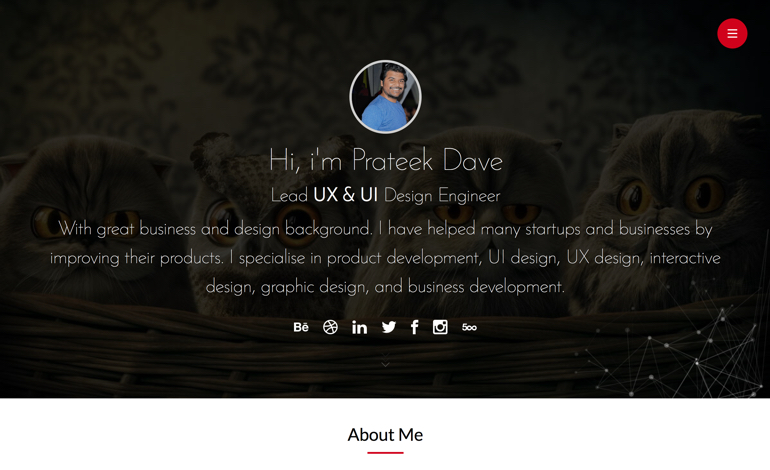 Personal Portfolio website Prateek Dave lead User Experience designer