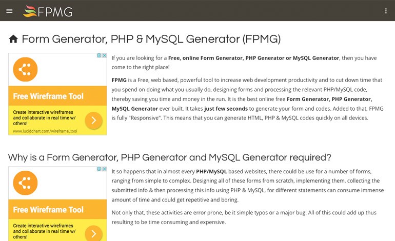Form Generator PHP and MySQL Generator