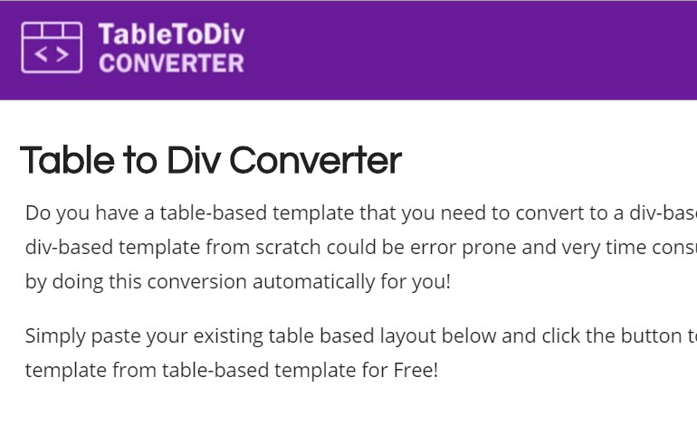 Table to Div Converter