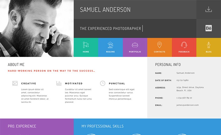 Gridus vCard CV Resume WordPress theme