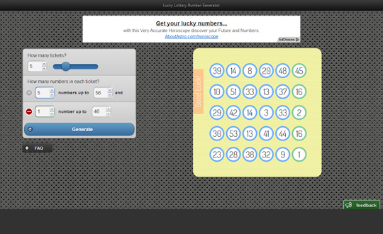 Lucky Lottery Number Generator