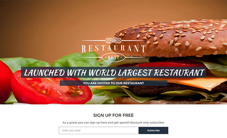 Bizhub Food Restaurent Landing Page
