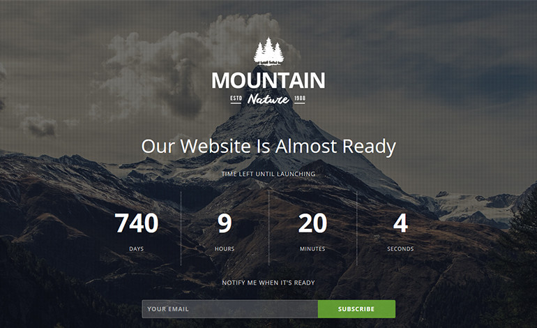 Mountain Responsive Coming Soon Theme