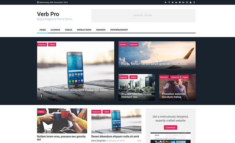 Verb Pro Wordpress Theme