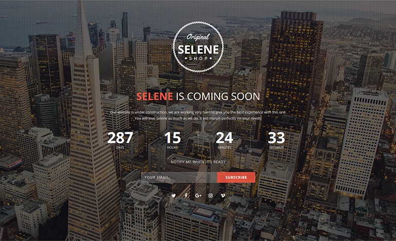 Selene Responsive Coming Soon WordPress Plugin