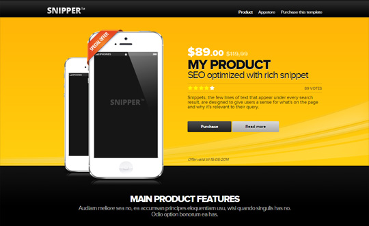 SNIPPER Landing page Powered with Rich Snippets