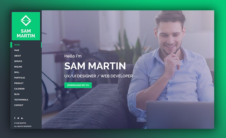 Sam Martin Personal vCard Resume WordPress Theme