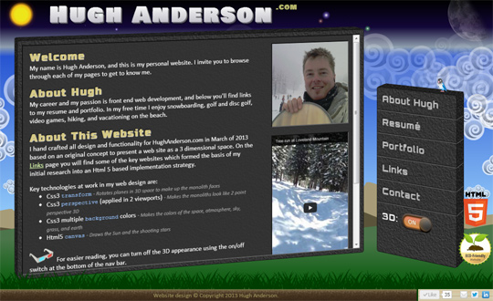 Hugh Anderson .com 3D Website