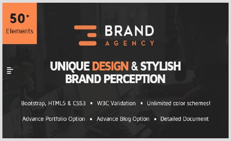 Brand Agency One Page WordPress Theme For Agency