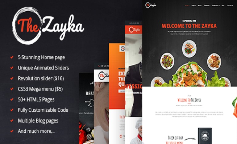 Buy The Zayka  Multipurpose Restaurant Cafe HTML 5 Template