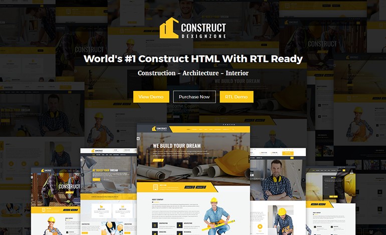 Construct  A Construction and Maintenance Html Template