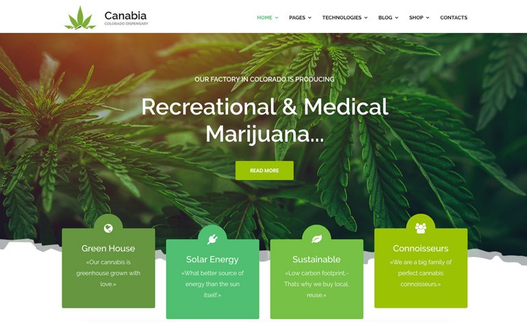 Canabia Medical Marijuana Dispensary Joomla Theme With Page Builder 