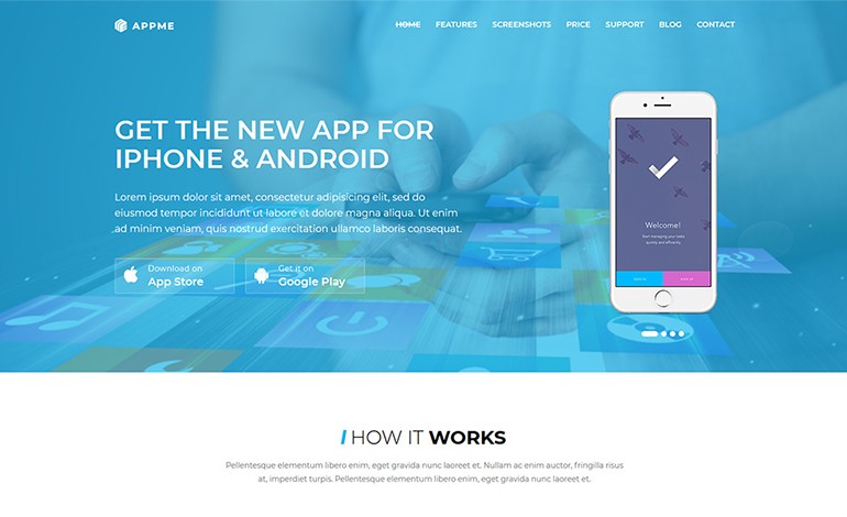 AppMe App Landing Page WordPress Theme