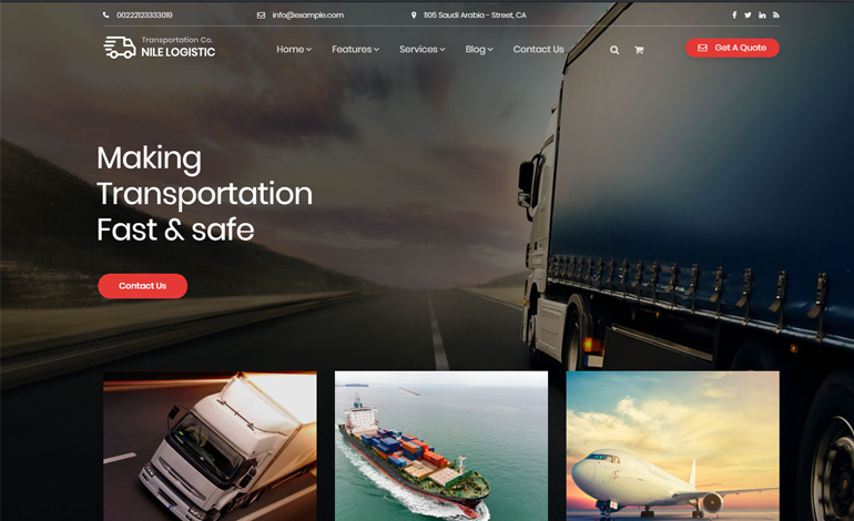 Nile Transportation and Logistics WordPress Theme