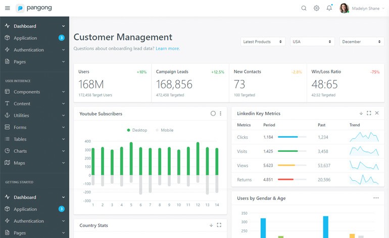 Pangong Developer friendly Bootstrap 4 Admin Dashboard Template