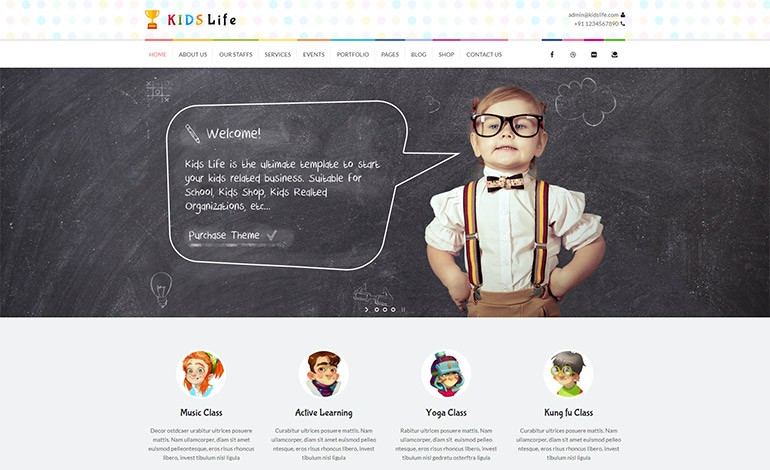 Kids Life Children WordPress Theme