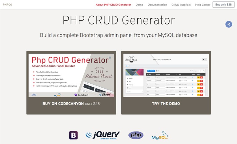 PHP CRUD Generator