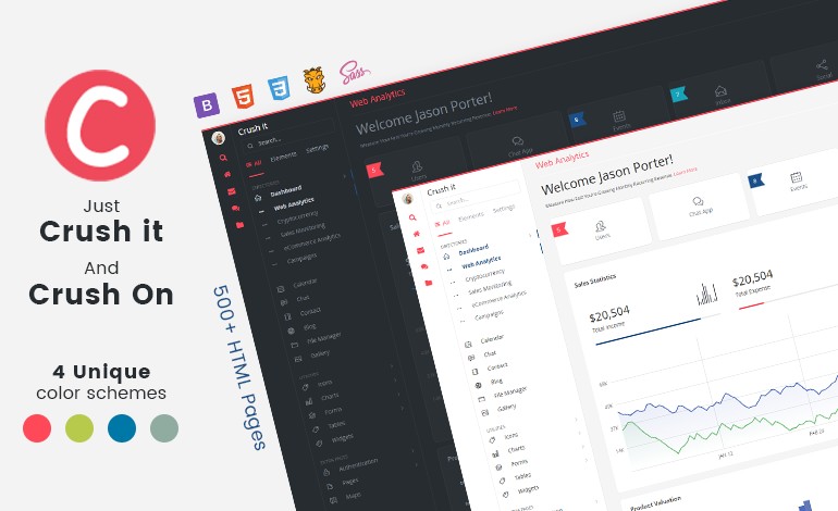 Crush it Bootstrap Admin Application Template and Ui Kit