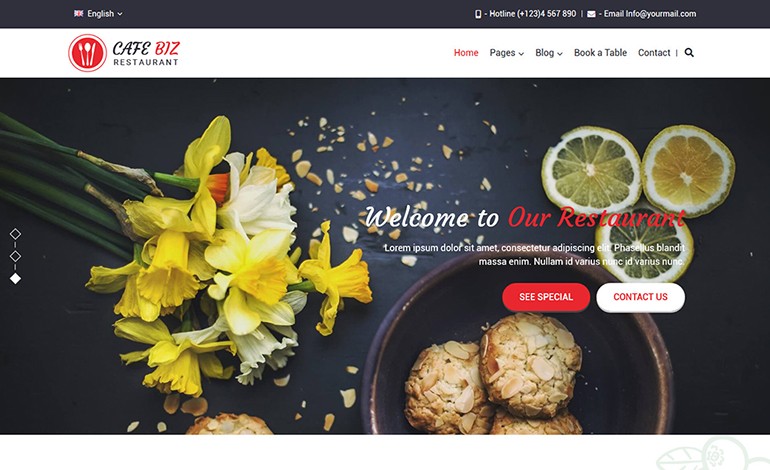 Cafe Biz Restaurant Food WordPress Theme