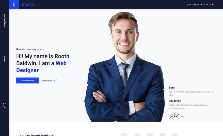 Rooth Premium vCard Resume CV Portfolio HTML Template