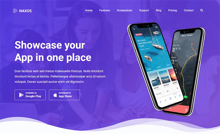 Naxos App Landing Page Template