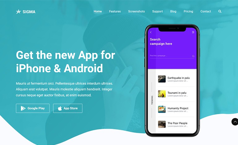 Sigma App Landing Page Template