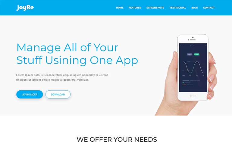 JoyRe Responsive App Landing Page