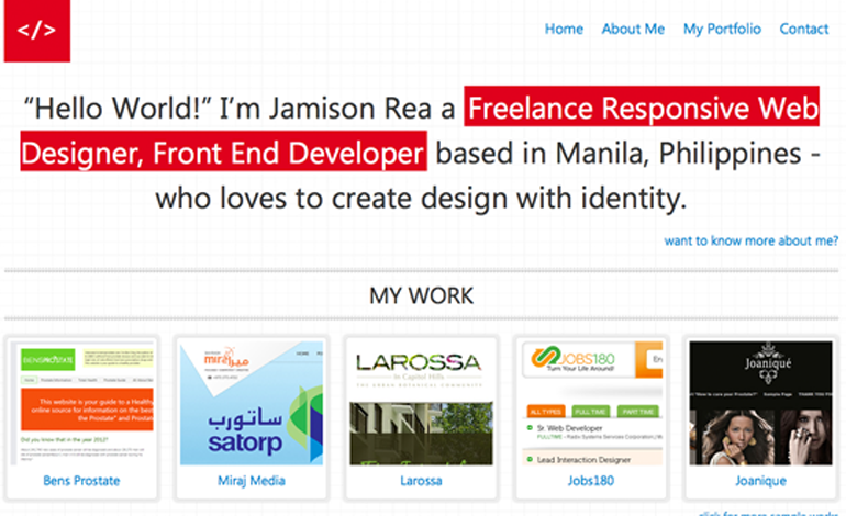 Jamison Rea a Freelance Web Dsigner, Front-end Developer