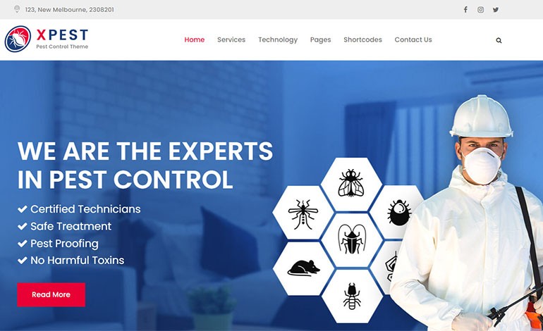 Xpest Lite Free Pest Control WordPress Theme