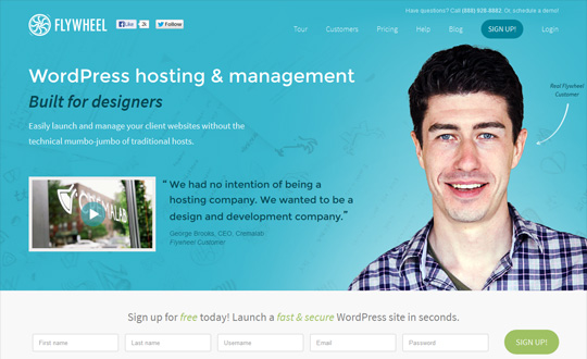 Flywheel Premium WordPress hosting for designers