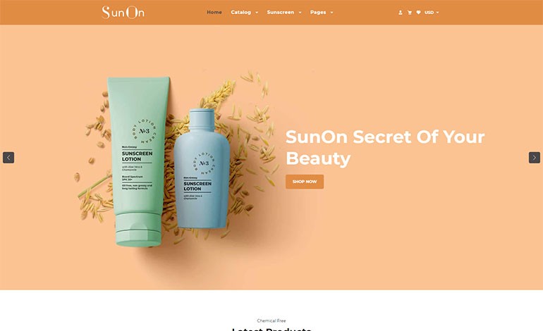 SunOn  Skin Care Products Shopify Theme