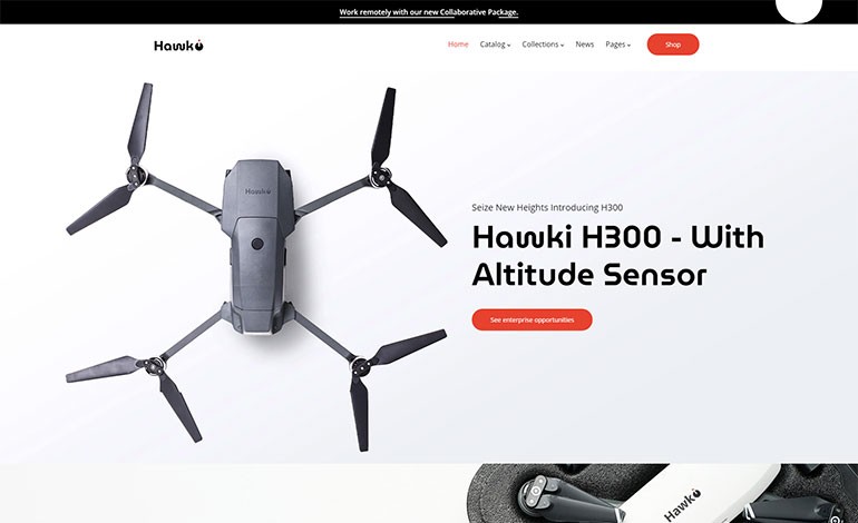 Hawki Drone Single Product eCommerce Shopify Theme