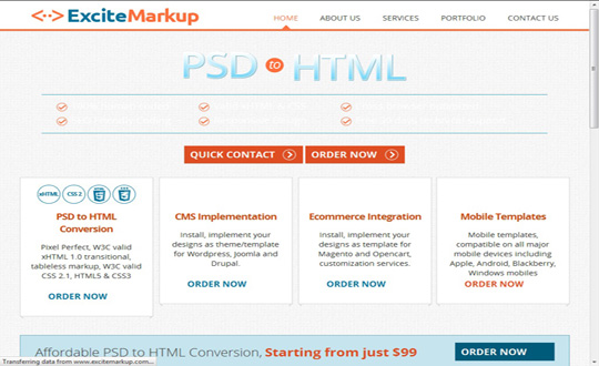 Psd to HTML Excitemarkup.com