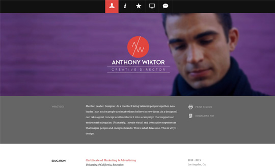 Anthony Wiktor Resume/CV Site