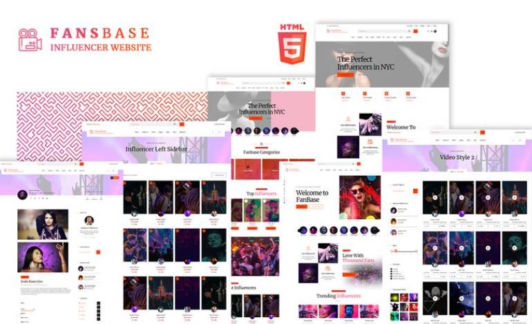 Fansbase Influencer Social Hub HTML5 website Template