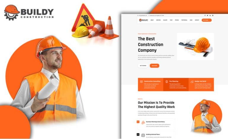 Buildy Modern Construction Landing Page HTML5 Template