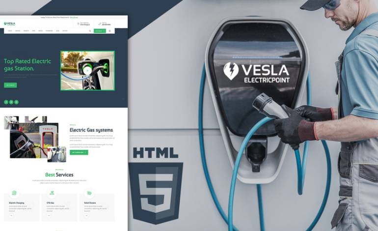 Vesla Electric Gas Station Landing Page Template