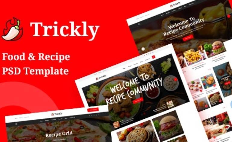 Trickly Food Recipe PSD Template