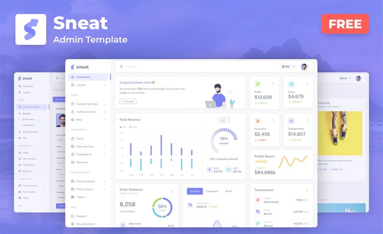 Sneat Free Bootstrap 5 HTML Admin Template