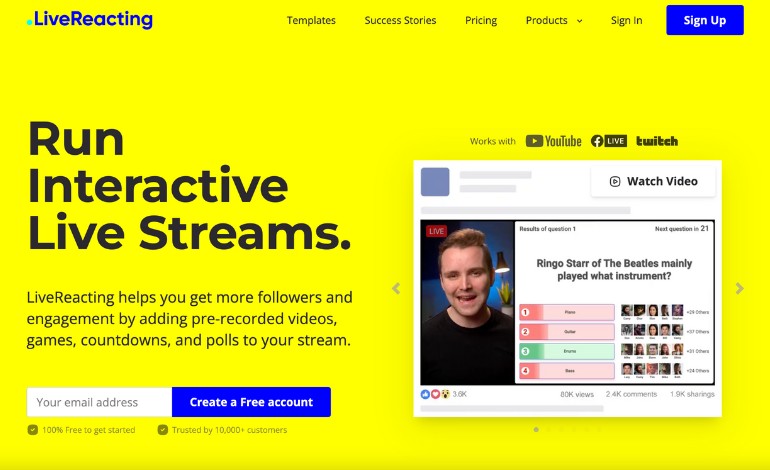 LiveReacting Streaming Platform