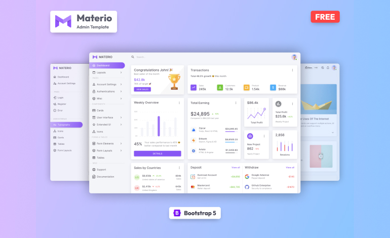 Materio Free Bootstrap 5 HTML Admin Template