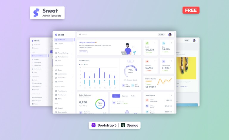 Sneat Free Bootstrap Django Admin Template